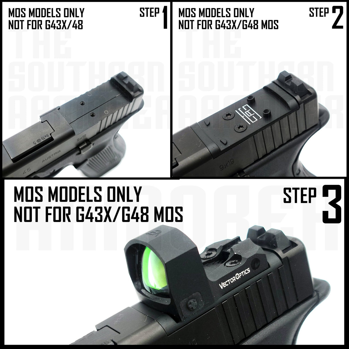 TSA® Adapter Plate – RMSc Footprint Optics for GLOCK® MOS Pistols (Holosun®, Shield®, Swampfox®, SIG Sauer®, More) - The Southern Armorer LLC