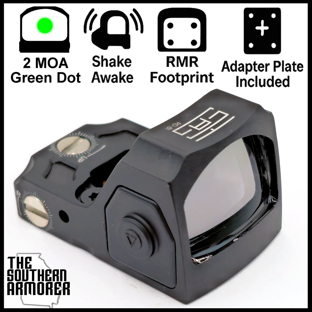 TSA® RD - 81 2 MOA Green Dot Sight – RMR Footprint Micro Pistol Optic w/ Shake Awake + Picatinny & GLOCK® Mount - The Southern Armorer LLC