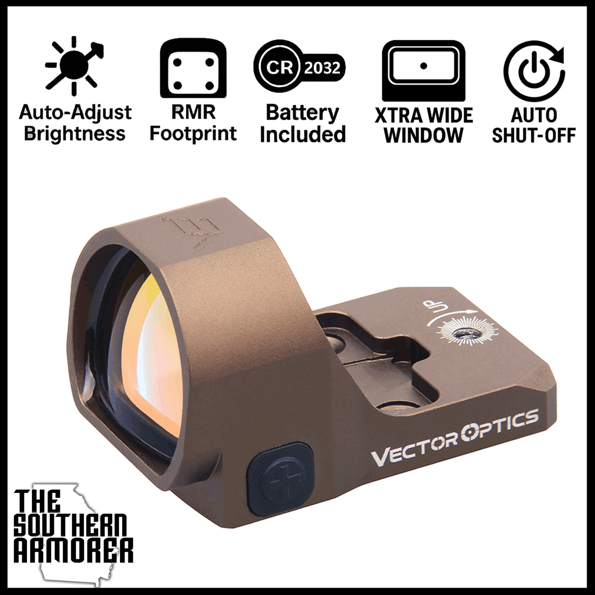 VECTOR OPTICS® SCRD - 59 Red Dot Sight – 3 MOA | Open Reflex | RMR® Footprint | Flat Dark Earth - The Southern Armorer LLC
