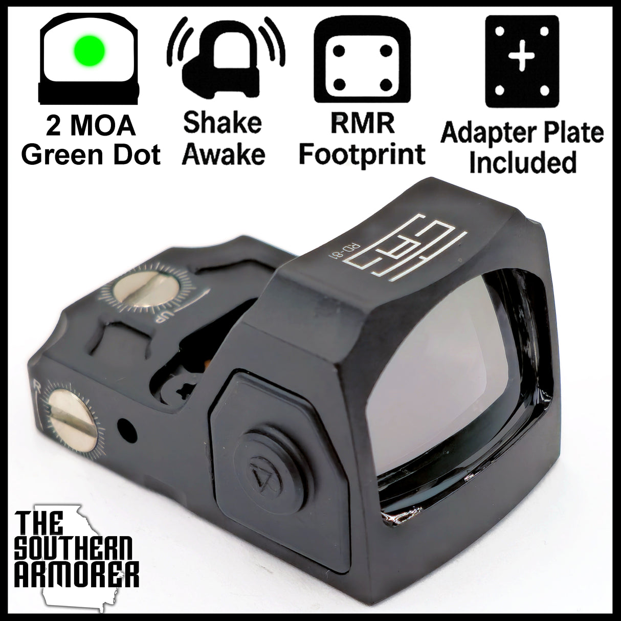 TSA® RD-81 2 MOA Green Dot Sight – RMR Footprint Micro Pistol Optic w/ Shake Awake + Picatinny & GLOCK® Mount