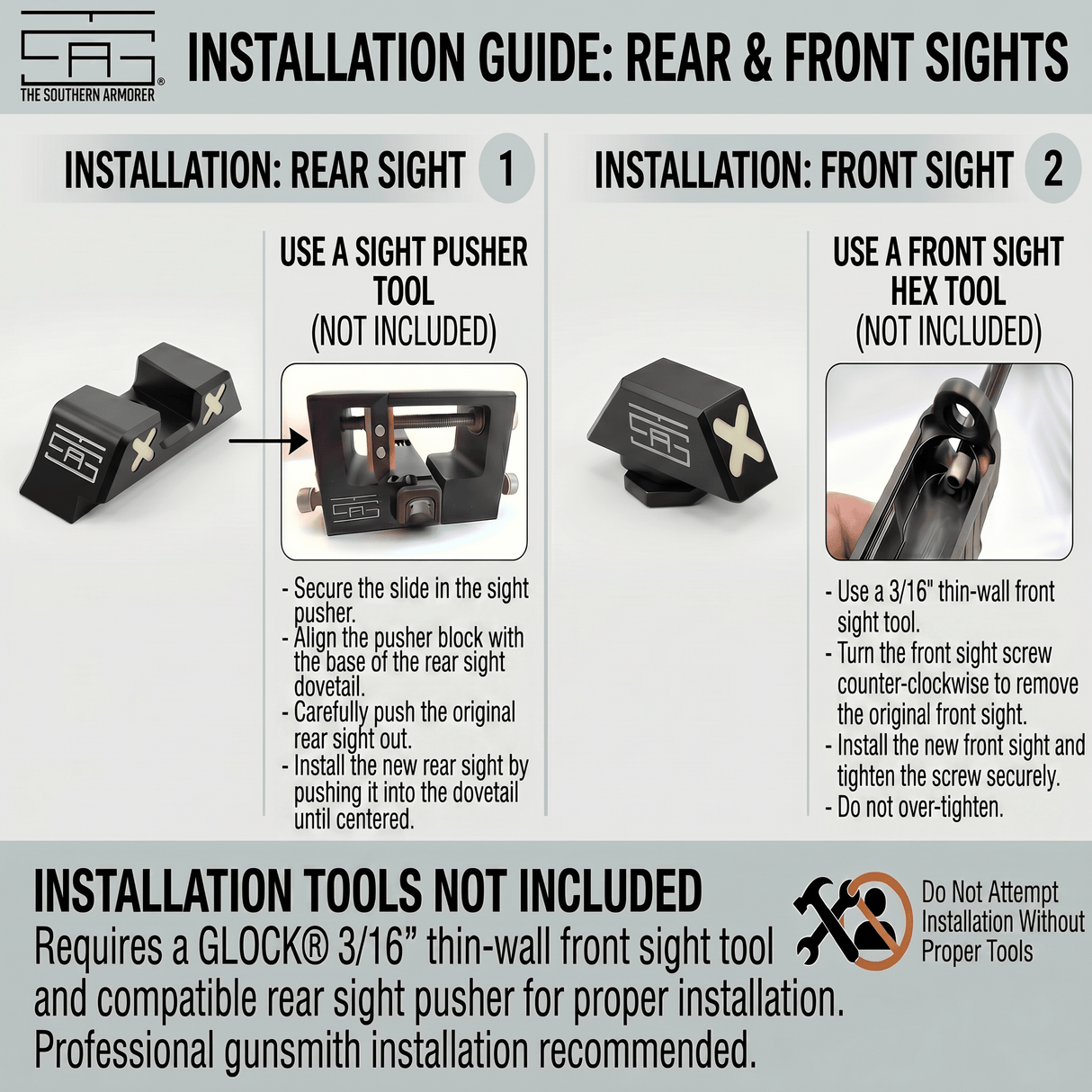TSA® XXX Glow Sights for Glock® 17 19 19X 40 44 45 47 49 Gen 1-6 & MOS Screws Included - The Southern Armorer LLC