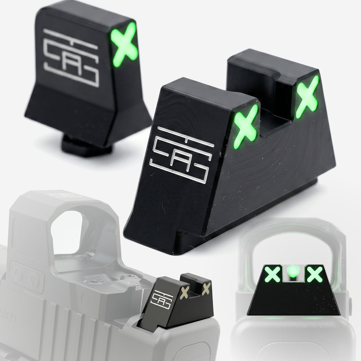 TSA® XXX Glow Suppressor Height Sights for Glock® Slimline | Fits G43, G43X, G43X MOS, G48 & G48 MOS