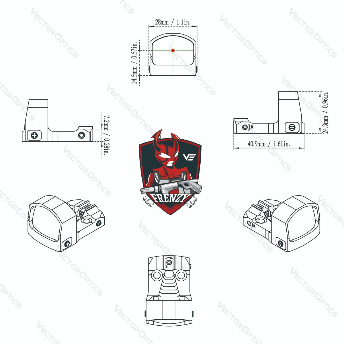 VECTOR OPTICS FRENZY - S MICRO RED DOT SIGHT 24x17 Shake Awake & Multi - Reticle - The Southern Armorer LLC