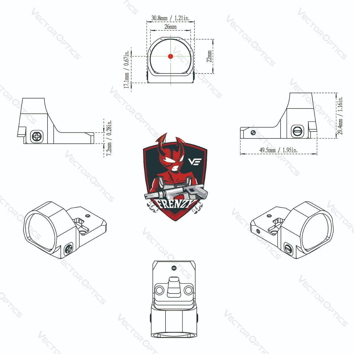 VECTOR OPTICS FRENZY - X RED DOT SIGHT 26x22 Shake Awake - The Southern Armorer LLC